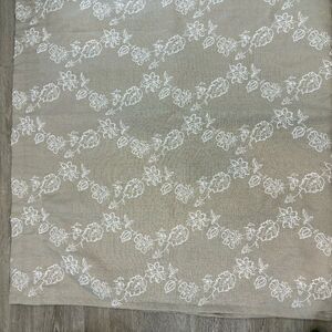 Linen Floral Embroidered Rod Pocket Heavy weight Curtain - 52 in. W x 84 in. L